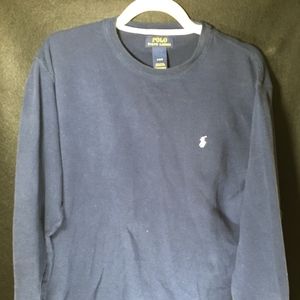 Waffle-Knit Cotton Crewneck Blue large